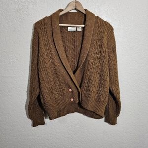 Vintage Neil Martin Brown Chunky Confetti Knit Cardigan
